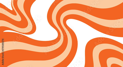 Abstract Orange and Cream Swirl Pattern Design Retro Wave Lines for Backgrounds