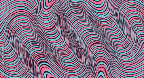 Psychedelic abstract background with hypnotic flowing wavy lines creating a colorful optical illusion