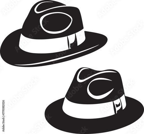 Stylish Fedora Hat Silhouette Icon Vintage Fashion Vector Design