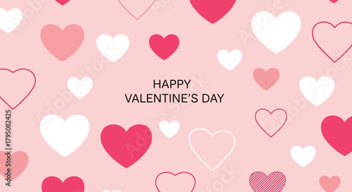 Valentine's Day background with pink and white hearts for romantic celebrations