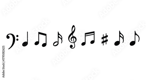 Musical Notes Line Art Illustration Rhythm and Harmony in Black and White