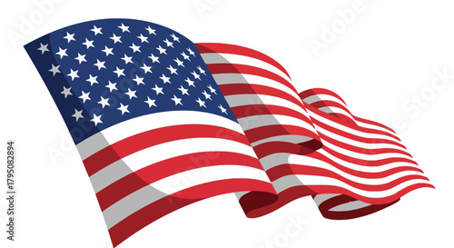 Waving American Flag Illustration Symbolizing Patriotism and Unity
