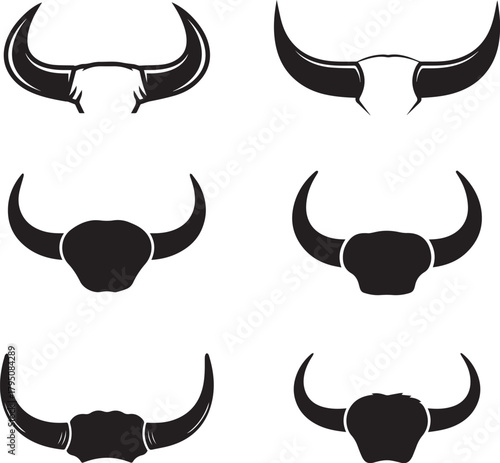 Bull Horns Silhouette Vector Collection