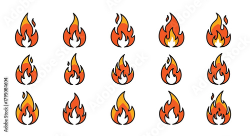 Fiery Flames Collection Diverse Flame Illustrations for Dynamic Designs