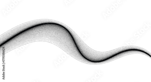 Abstract Wavy Form Serpentine Flowing Line in Shades of Gray on White Background