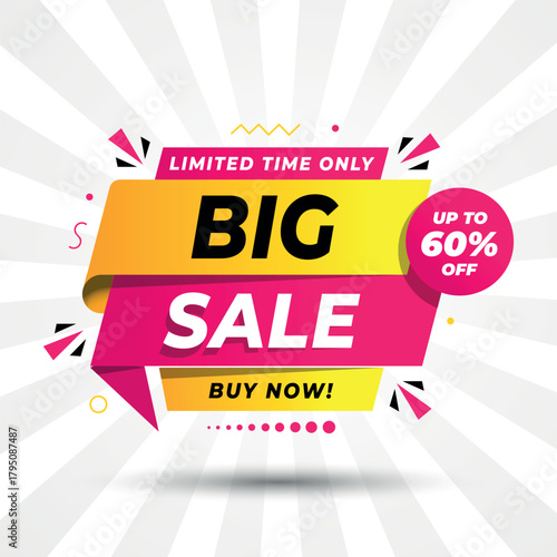 Big Sale Limited Time Offer Banner with Up to 60% off