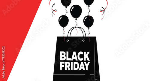 Black Friday Shopping Spree Balloons Ascending from Shopping Bag