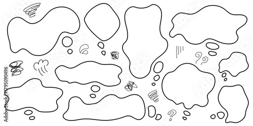 Anxiety and Confusion Thought Bubble Outline Vector Set