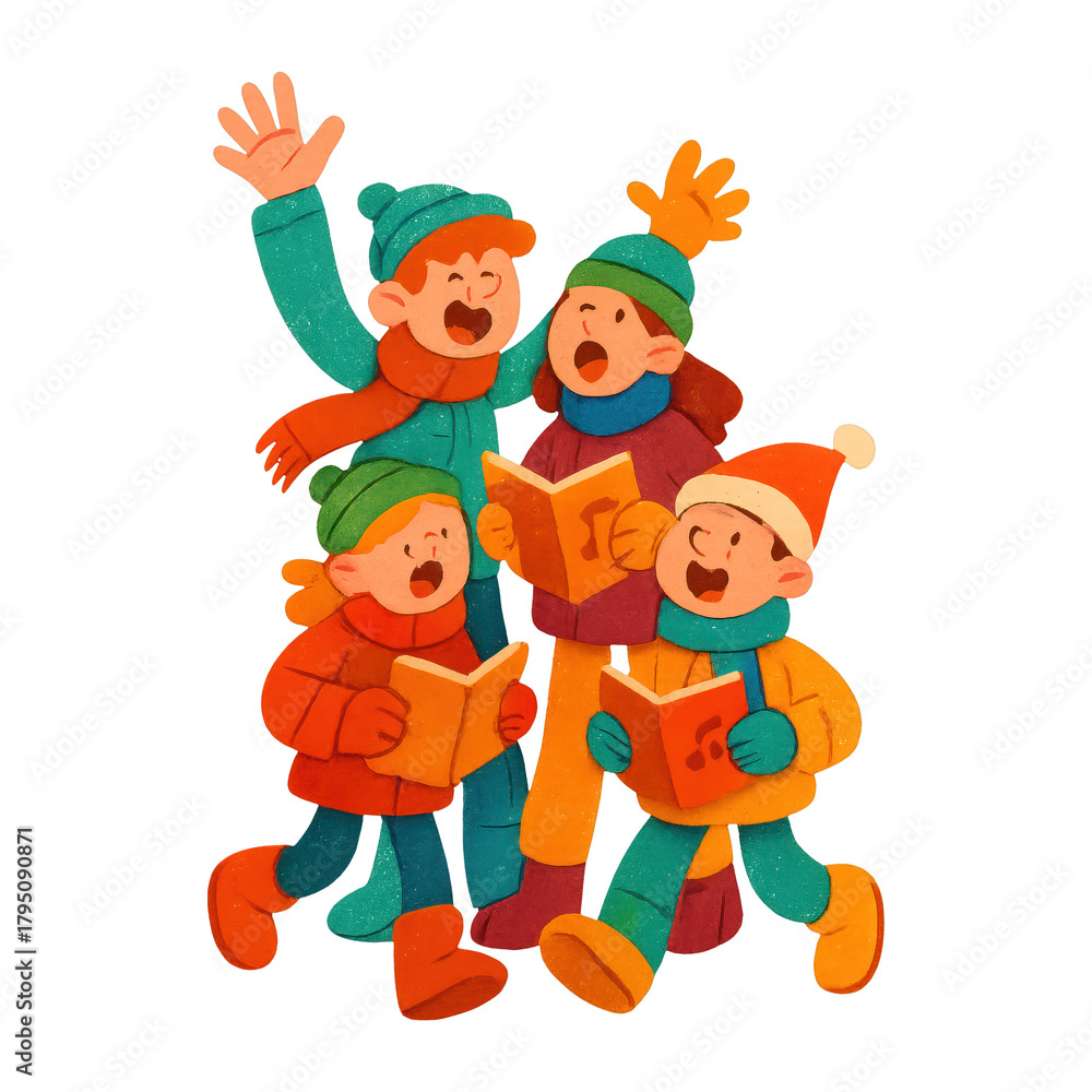Fototapeta premium PNG Joyful carolers singing festive tunes.
