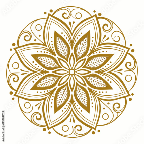 Golden lotus mandala a radiant blossom of enlightenment and purity, adorned with intricate details and swirling patterns, radiating serenity and spiritual awakening
