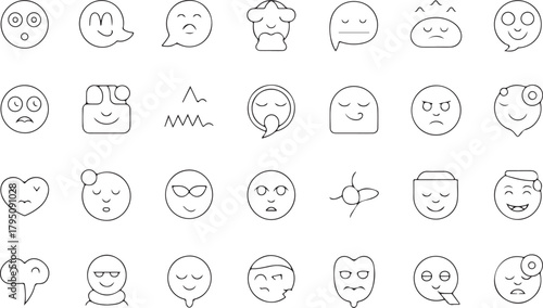 Mood tracking line art icon vector flat black illustration