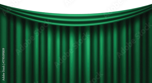 Green Curtains Illustration Stage, Theater, Luxury Home Decor