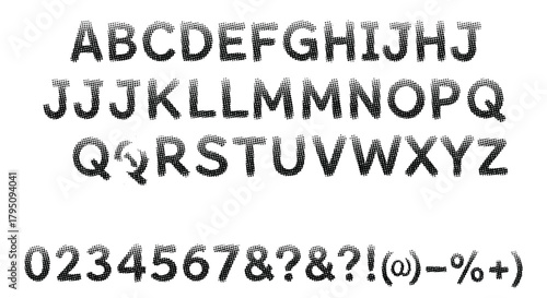 Bold Alphabet and Numbers Set in a Modern, Rounded Font Style Illustration