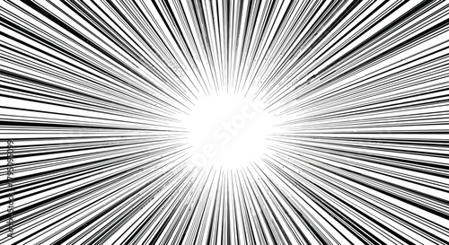 Dynamic Speed Line Explosion Black and White Radial Burst