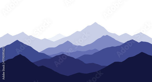 Blue Mountains Landscape Illustration Serene and Minimalist Design