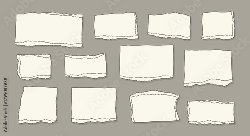 Torn Paper Pieces Abstract Collection of Rough Edge Paper Elements