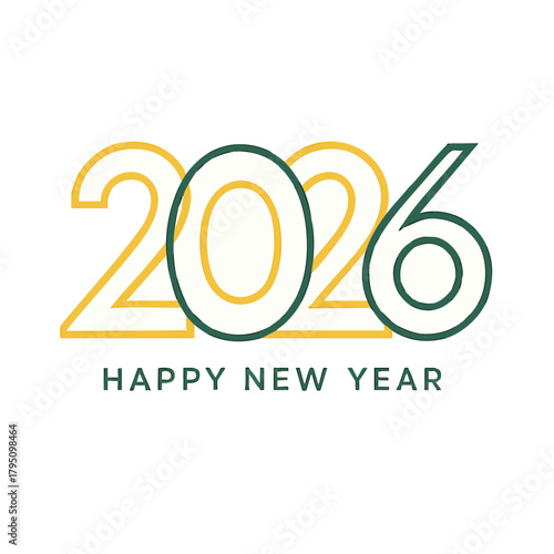 Happy New Year 2026: A modern, elegant graphic displays 2026 with a cheerful Happy New Year message, heralding a fresh start and the promise of a prosperous year.