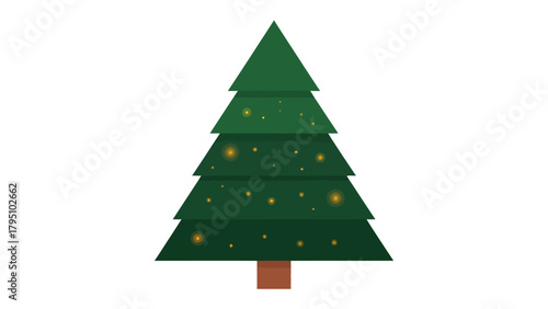 Holiday spruce with ornaments: A simplified rendering of a lush green spruce adorned with glowing ornaments, evoking the warmth and cheer of the holiday season.