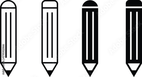 Pencil Icon Set. Edit, Write, and Drawing Symbols. Text Editor, Creative Tool and Sketching Pen Icons