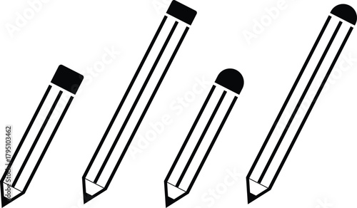 Pencil Icon Set. Edit, Write, and Drawing Symbols. Text Editor, Creative Tool and Sketching Pen Icons