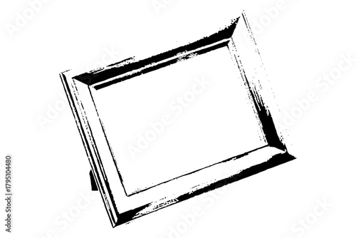 Grunge photo edge overlays. Grunge punk frames. Rectangular old rough edges. Dark varnished old picture frame, element on transparent background.