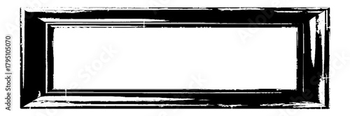 Grunge photo edge overlays. Grunge punk frames. Rectangular old rough edges. Dark varnished old picture frame, element on transparent background.