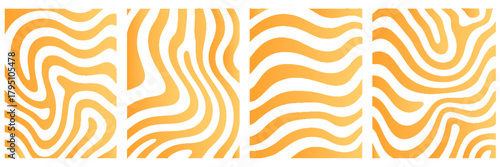 3d rendering, Tree trunk geometric curve, wave contour template set. zebra stripe pattern set orange abstract silhouette vector animal skin texture. 