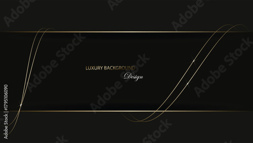 Luxury black background with gold line. Vector illustration design. Suit for banner, backdrop, award, certificate, invitation, presentation, and others