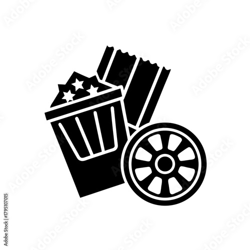 Popcorn and movie time on transparent background