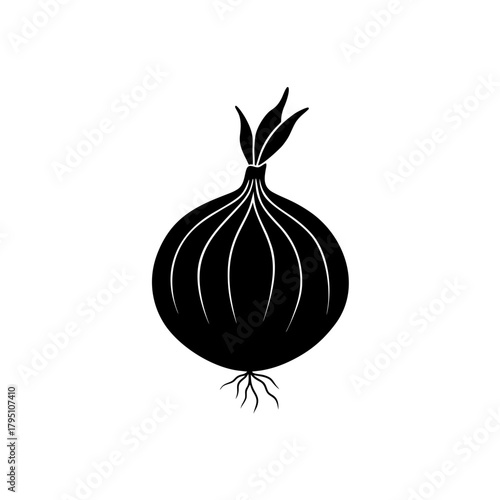Silhouette of an onion on transparent background