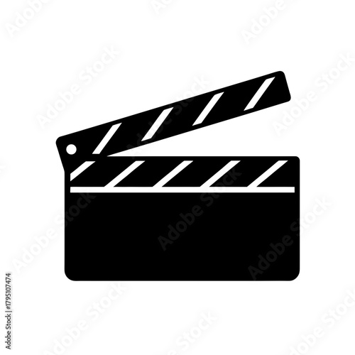 Simple clapper board icon on transparent background