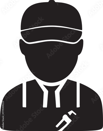 Tradesperson icon with wrench and cap, representing repair and service occupations