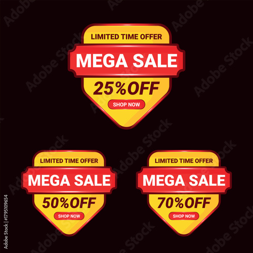 A set of Discount mega sale banner designs for a new business strategy and quality service plan illustration design