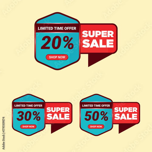 A set of Discount Super sale banner designs illustrations