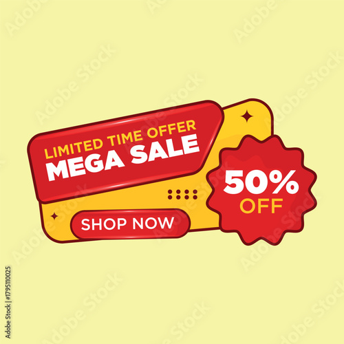 Limited-time offer mega sale banner designs for a new business strategy design illustration