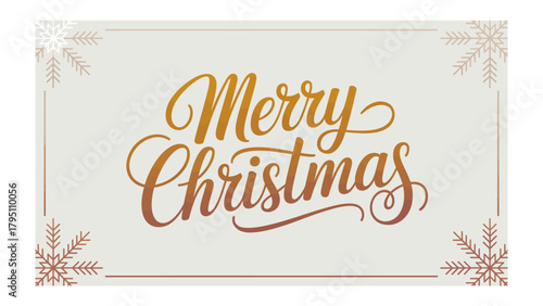 Festive Greetings: Merry Christmas written with graceful script on decorated background, conveys holiday cheer, warmth, and the spirit of sharing.