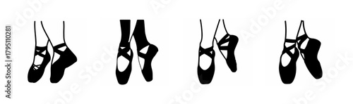 Ballet pointe shoes iconic silhouettes in various dance positions
