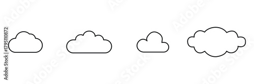 Cloud line, weather icon set, outline minimal vector illustration, sky nature, modern editable atmospheric, contour cartoon isolated design.