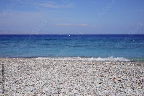 View on the Lalysos beach, Rhodes dodecanese islands - Greece