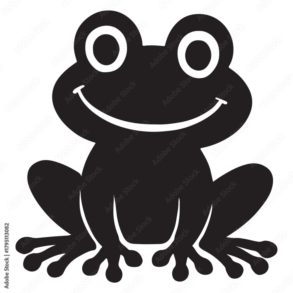 Fototapeta premium cartoon frog cartoon silhouette, cute cartoon frog 