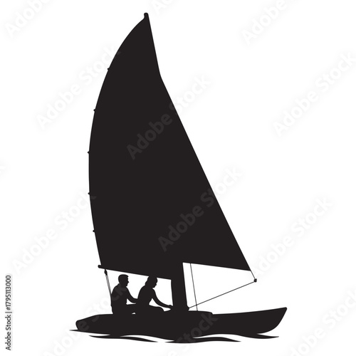 Catamaran Sailboat at Sea Silhouette,Marine Boat