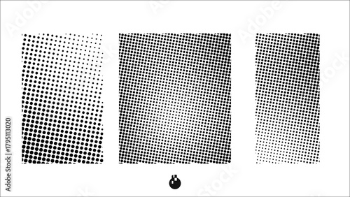 Halftone dot pattern vector set with black gradient style for graphic design and digital art projects
