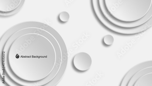Abstract grey circles background with layered round shapes and shadows modern design concept vector illustration