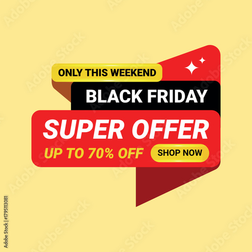 Black Friday sale banner design concept for a new business strategy and quality service plan illustration