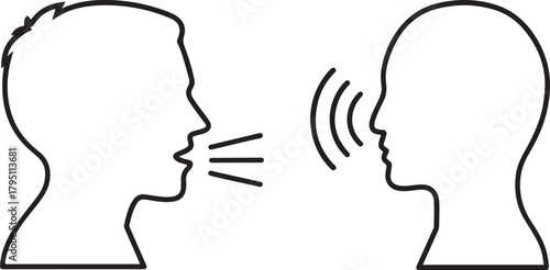 Dialogue Outline,black and color Icons – People Speaking and Listening.