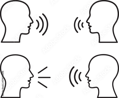 Dialogue Outline and black Icons – People Speaking and Listening.