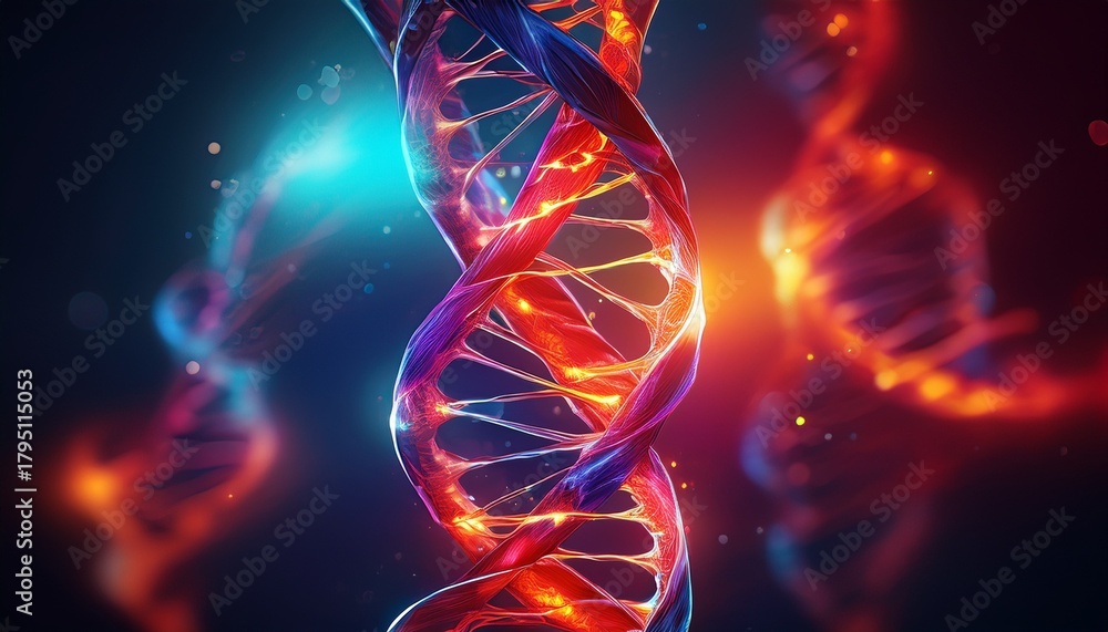 Obraz premium dna helix vibrant red electric charge