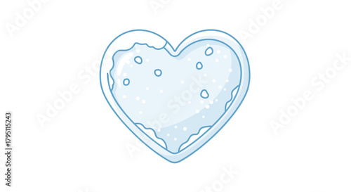 Frozen Heart An Isolated Illustration of a Heart-Shaped Ice Crystal