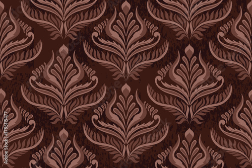 A vintage-style damask motif with soft colors and floral details, perfect for classic designs, invitations, or decorative backdrops.