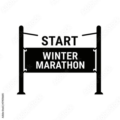 Start sign for Winter Marathon Race in black and white design  